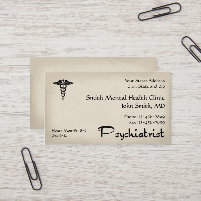 Psychiatrist Mental Health Business Card (Front/Back In Situ)