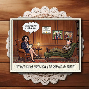 Psychiatrist Office Humour Cartoon Postcard