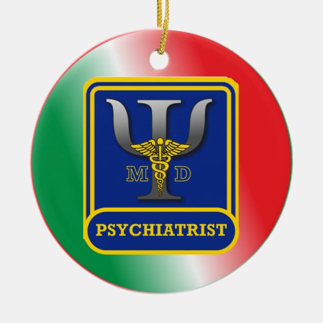 Psychiatrist Shield Custom Ceramic Ornament (Front)
