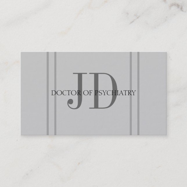 Psychiatrist Vert Stripe Grey Business Card (Front)