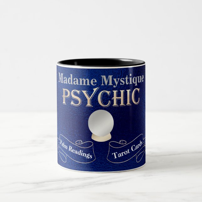 Psychic Crystal Ball Gold and Blue Two-Tone Coffee Mug (Center)