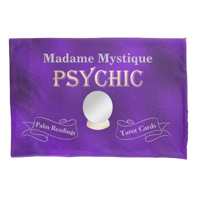 Psychic Crystal Ball Gold and Purple Pillowcase (Front)