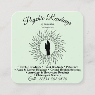 Psychic Medium Astrologist Green Energy Healing Square Business Card