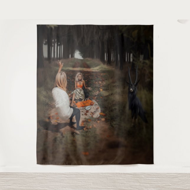 Psychic Reader Medium Witchy Dark Occult AI Art Tapestry (Front)