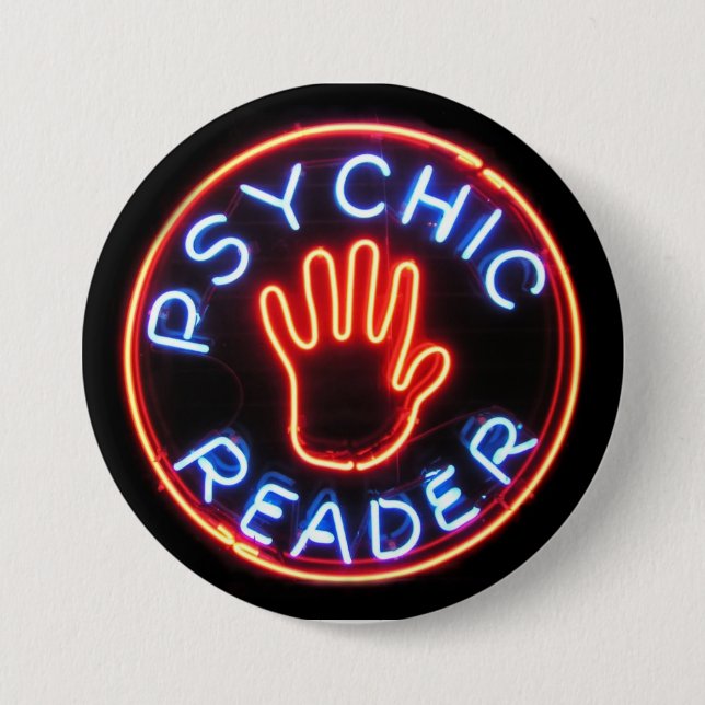 Psychic Reader Neon Sign 3 Inch Round Button (Front)