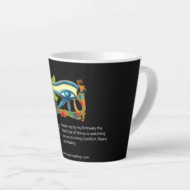 Psychic Reader with Mystic Eye of Horus logo Latte Mug (Right Angle)