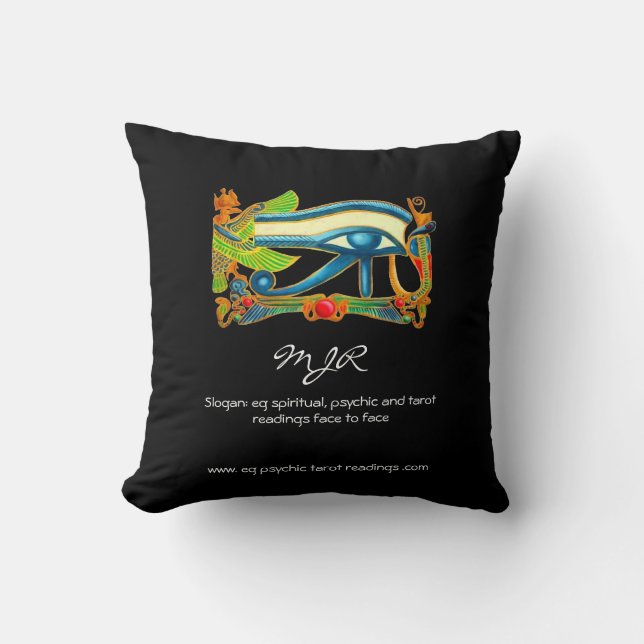 Psychic Reader with Mystic Eye of Horus logo Throw Pillow (Front)