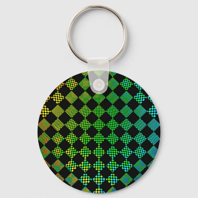 Psycho Checkers by Kenneth Yoncich Keychain (Front)