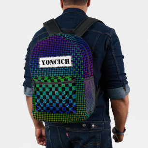 Psycho Checkers by Kenneth Yoncich Printed Backpack