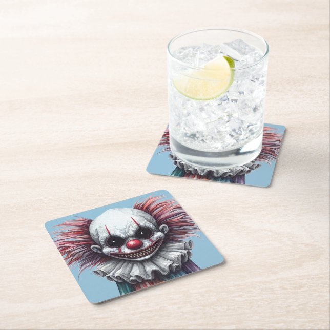 Psycho Clown  Square Paper Coaster (Insitu)