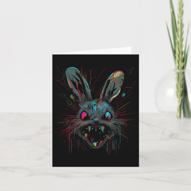 Psycho Crazy Paint Bunny Horror Card (Front)