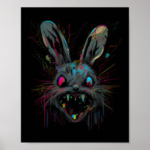 Psycho Crazy Paint Bunny Horror Easter And Hallowe Poster