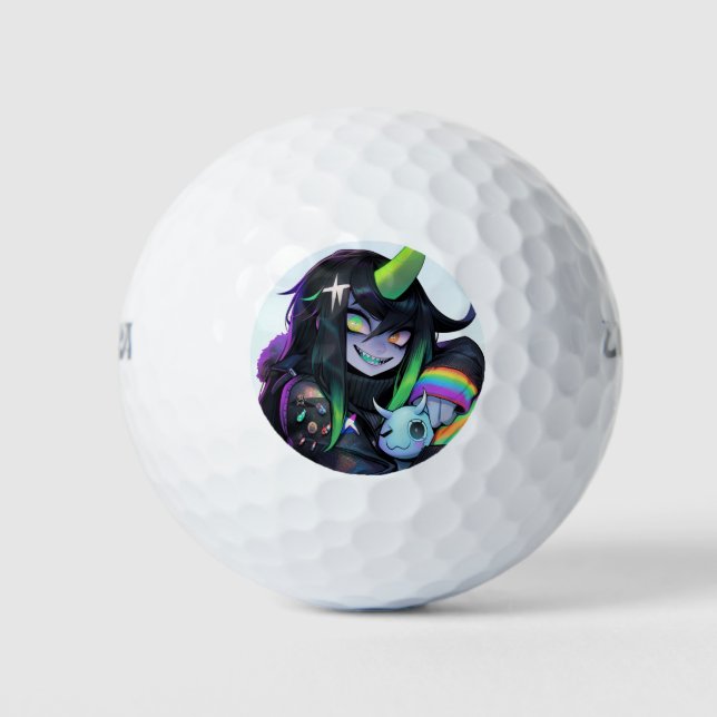 Psycho Cute Monster Anime Girl Golf Balls (Front)