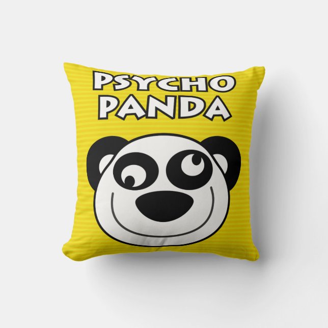 Psycho Panda Throw Pillow (Front)