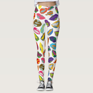 Psycho retro colourful pattern Lips Leggings