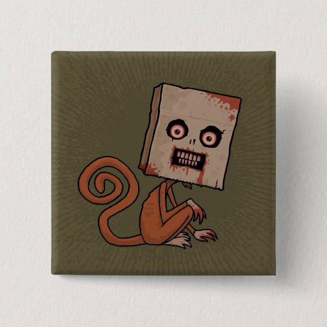Psycho Sack Monkey 2 Inch Square Button (Front)