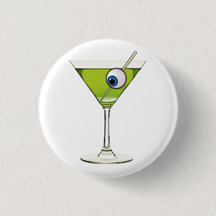 Psychobilly Martini 1 Inch Round Button