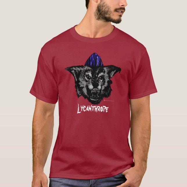 Psychobilly Werewolf on colour shirt (Front)