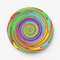 Psychodelic Colour Swirl Paper Plate