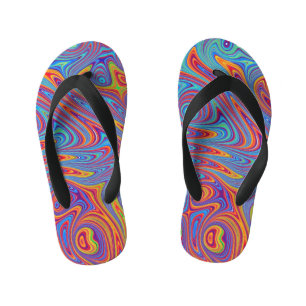 psychodelic textures kid's flip flops