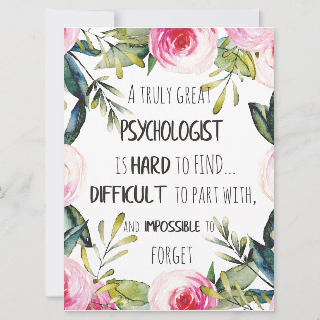 Psychologist Appreciation Thank you Farewell Gift Card (Front)