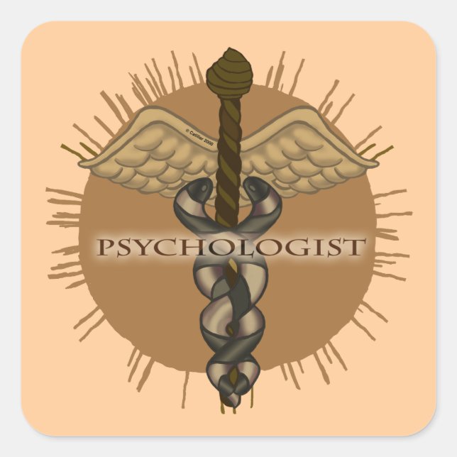 Psychologist Caduceus Square Sticker (Front)