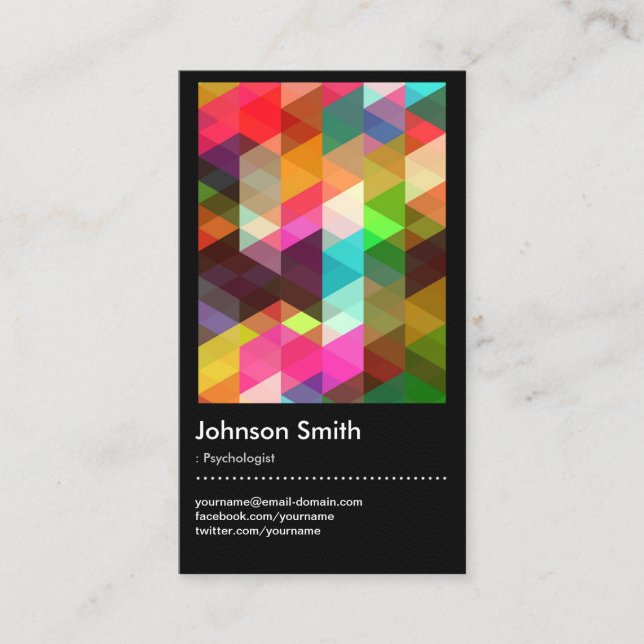Psychologist - Colourful Mosaic Pattern Business Card (Front)