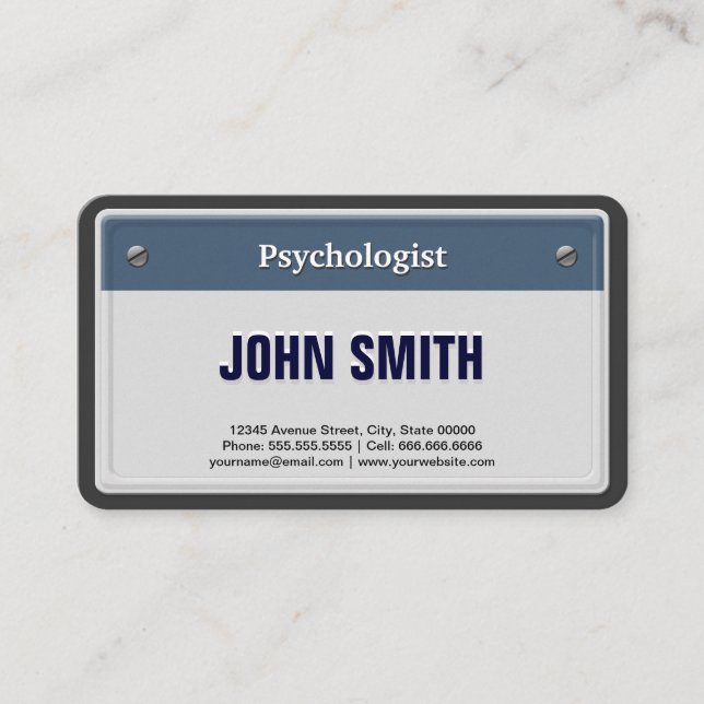 Psychologist Cool Car License Plate Business Card (Front)