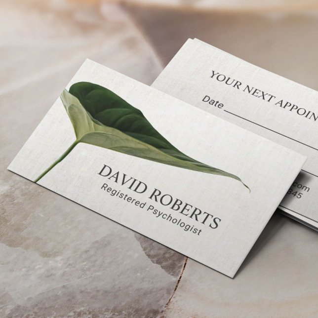 Psychologist Counsellor Elegant Foliage Appointmen Appointment Card (Creator Uploaded)