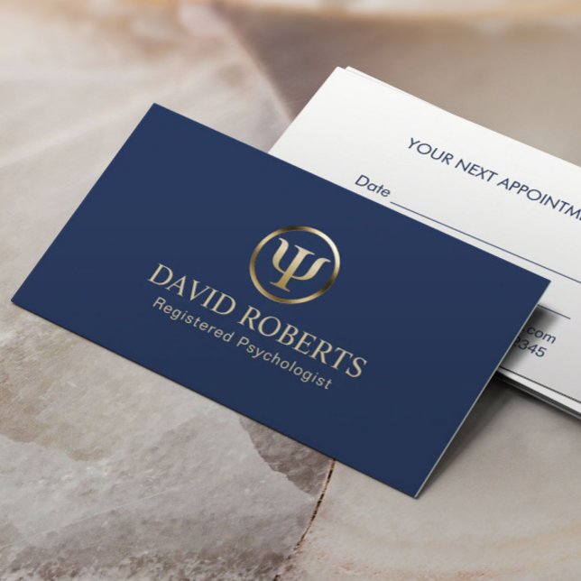 Psychologist Counsellor Navy & Gold Appointment Card (Creator Uploaded)