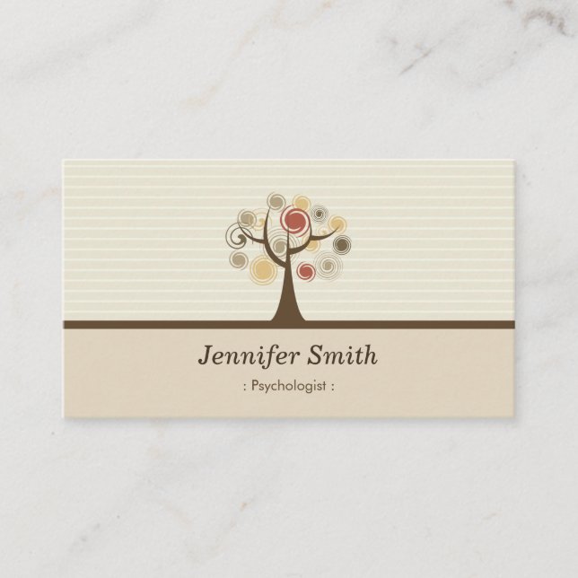 Psychologist - Elegant Natural Theme Business Card (Front)