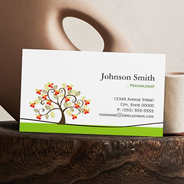 Psychologist - Elegant Swirl Wish Tree Symbol Business Card (Creator Uploaded)