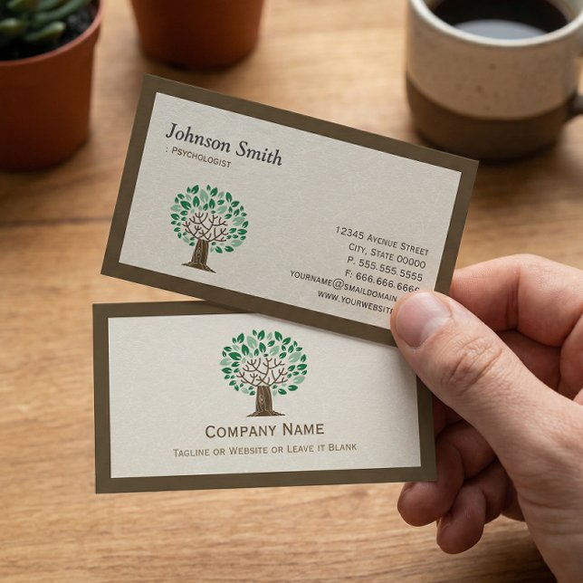 Psychologist - Elegant Tree Symbol Business Card (Creator Uploaded)
