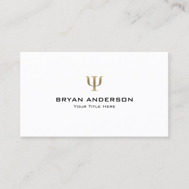 Psychologist Faux Gold Psi Symbol Business Card (Front)