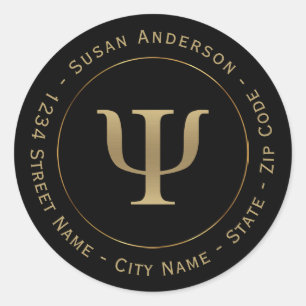 Psychologist Gold Psi Symbol Return Address Label