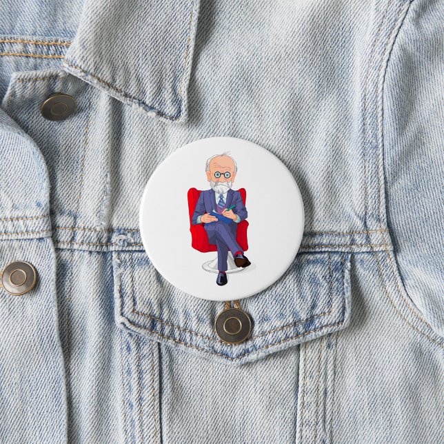 Psychologist in Suit with Notepad Sitting 3 Inch Round Button (Creator Uploaded)