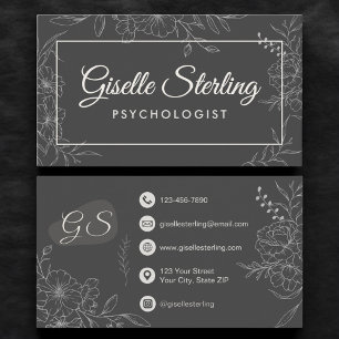 Psychologist Mental Health Floral Botanical Business Card