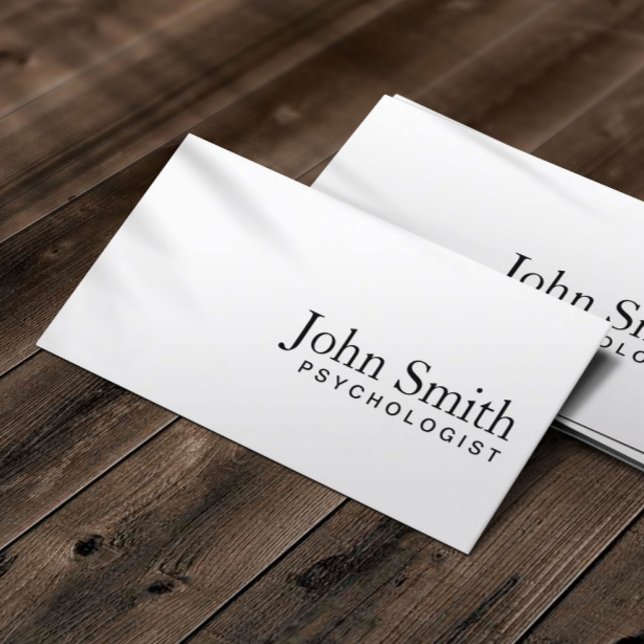 Psychologist Minimalist Plain White Business Card (Creator Uploaded)