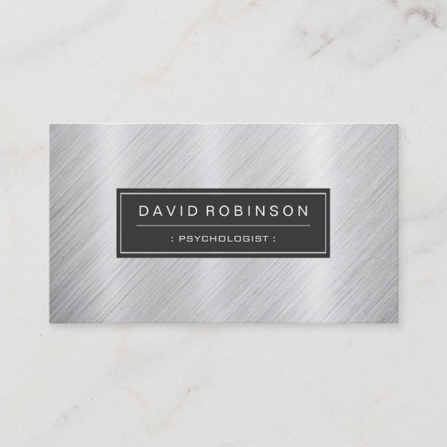Psychologist - Modern Brushed Metal Look Business Card (Front)