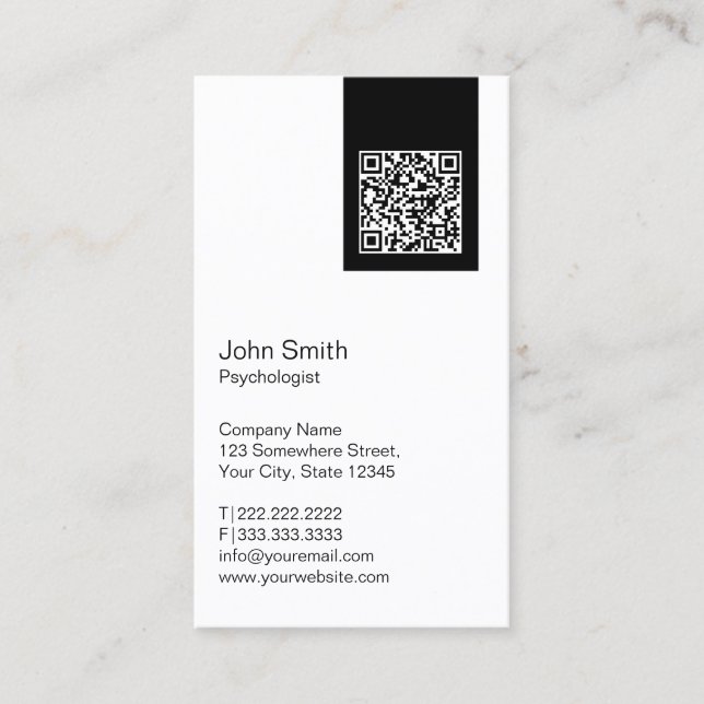 Psychologist Modern QR Code Professional Business Card (Front)