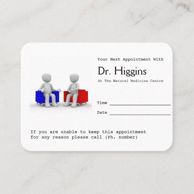 Psychologist or Counselling Appointment Reminder (Front)