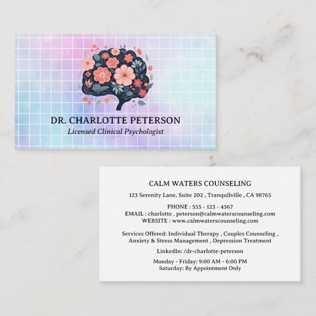 Psychologist Psychotherapy Counsellor Business Card (Front/Back)