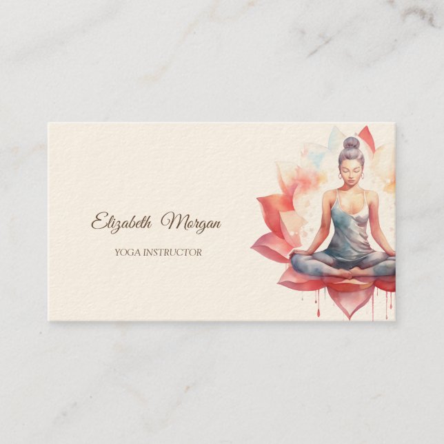 Psychologist Therapist,Chic Lotus,Yoga Girl Business Card (Front)