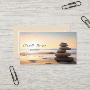 Psychologist Therapist Zen Stones Sunset  Business Card