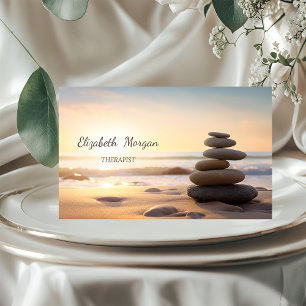 Psychologist Therapist Zen Stones Sunset  Business Card
