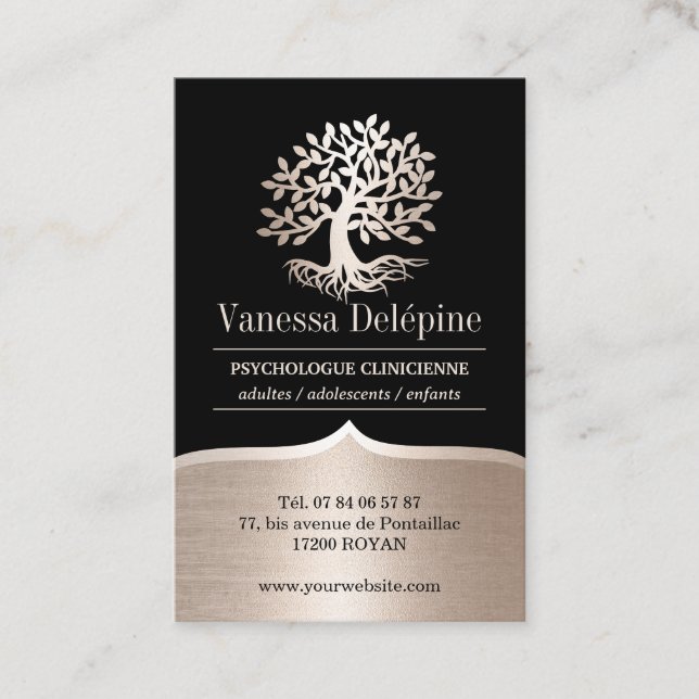 Psychologist Tree Modern Black & Gold Appointment (Front)