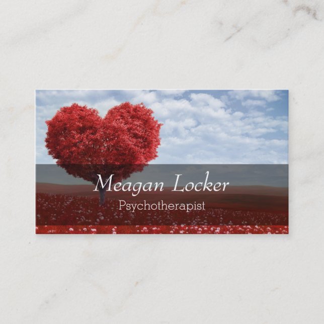Psychology Red Heart Tree Business Card (Front)