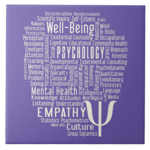 PSYCHOLOGY Word Cloud custom colour ceramic tile