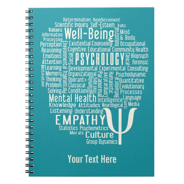 PSYCHOLOGY Word Cloud custom colour notebook (Front)