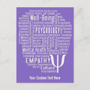 PSYCHOLOGY Word Cloud custom colour postcard